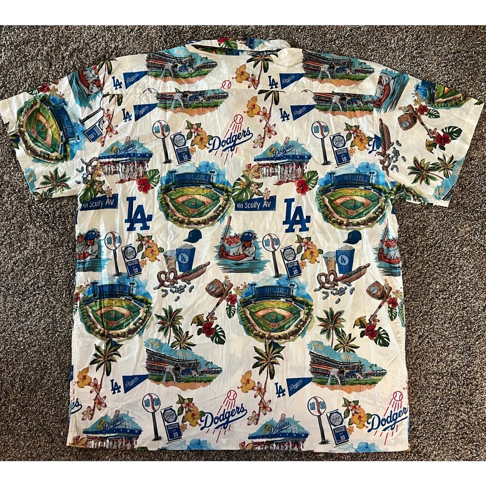 Reyn Spoomer 2XL Hawaiian Button Up MLB LA Dodger White Shirt (NWOT) - Picture 5 of 10